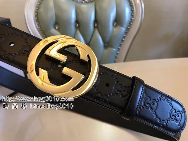 Gucci經典皮帶 古奇雙G拋光腰帶 411924  jjp2062